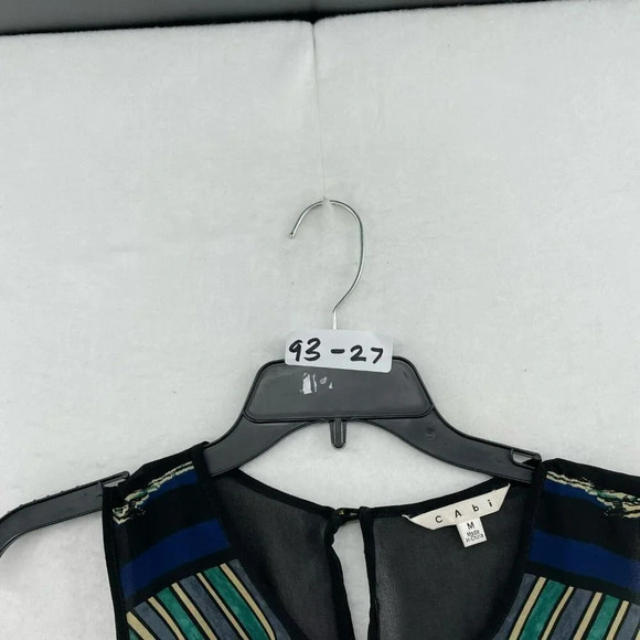 CAbi 565 Buchanan Tunic Women's Sz M Blue Black Leopard Print Striped Keyhole - Picture 10 of 10